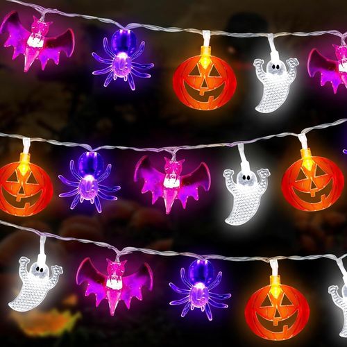 Kal-Halloween Deko Lichter, Halloween Light Garlands, 7.5 M 40 Citrouilles, Chauves-Souris, Fantômes, Araignées¿10 Chacun¿, Halloween String Light Für Weihnachten Halloween Party