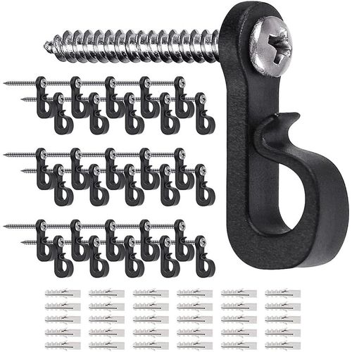 Kal-Q Lot De 30 Crochets De Suspension Pour Guirlandes Lumineuses Extérieures, Crochets De Noël Avec Vis, Crochets Pour Lumières D'intérieur Et D'extérieur