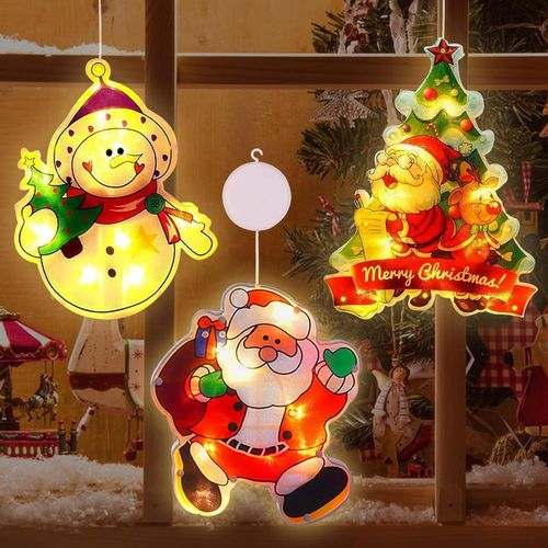 Kal-Lumières De Fenêtre De Noël 3pcs, Led Lumières De Ventouse De Noël, Noël Lustre À Ventouse De Fenêtre, Guirlande Lumineuse Fenêtre Noël, Led Guirlande Lumineuse Pour Noël Décoration