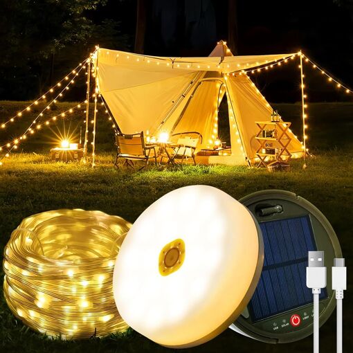 Kal-Guirlande Lumineuse Solaire De Camping, 12m 120led Lampe Campin...