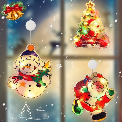 Kal-Led Lumières De Ventouse De Noël, Lustre À Fenêtre, Lampe Père Noël, Décoration Intérieur, Guirlande Lumineuse Pour Fenêtre