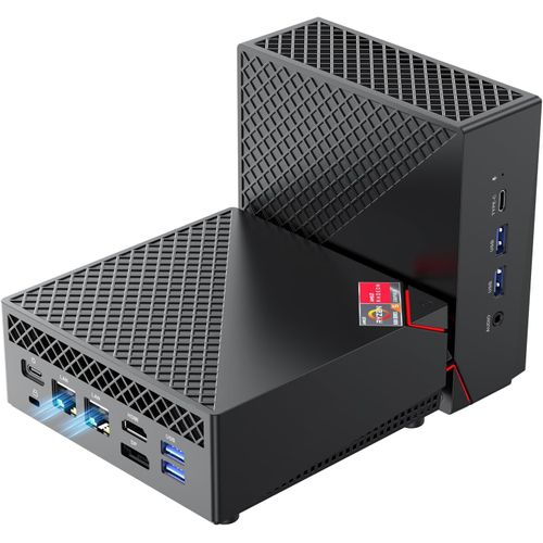 CHECARZHN--NO1-Am06 Pro Mini Pc ¿md Ryzen 5 5500U (6C/12T, Jusqu'À 4,0 Ghz), 16 Go Ddr4 512 Go M.2 Ssd Mini Ordinateur De Bureau Dual Lan, Hdmi+Dp+Type-C 4K Uhd Triple Display/Dual Wifi Pour Jeux/Bur