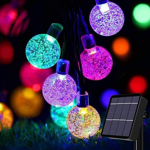 Kal-Lampes Solaires D'extérieur De Jardin, 7,3 M, 50 Led - Étanche - Globe De Cristal - Lumières De Noël Pour Jardin, Tonnelle, Camping, Fête, Décorations De Noël (Colorées)
