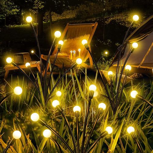 Kal-2pcs Lumiere Luciole Solaire Le Jardin, 20 Led Lumières Solaires Lucioles, Lampe Solaire Firefly, 2 Modes, Ip65 Étanche, Lampe Solaire Exterieur Pour Décoration Patio, Jardin, Passerelle