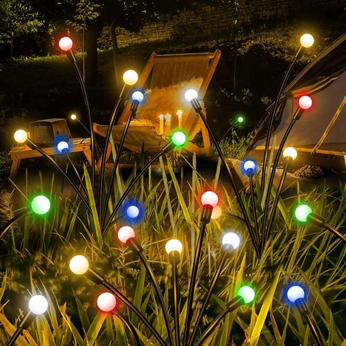 Kal-2pcs Lumiere Luciole Solaire Le Jardin, 20 Led Lumières Solaires Lucioles, Lampe Solaire Firefly, 2 Modes, Ip65 Étanche, Lampe Solaire Exterieur Pour Décoration Patio, Jardin, Passerelle