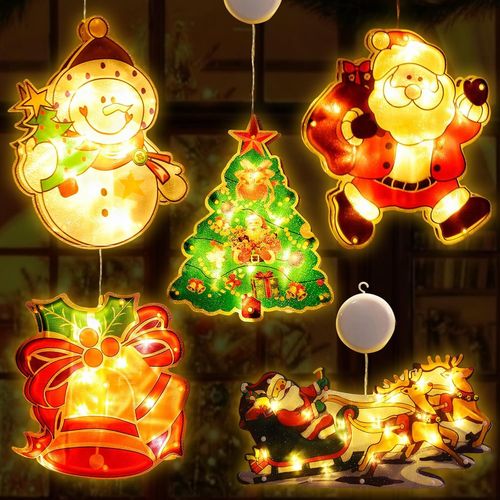 Kal-Led Lumières De Fenêtre De Noël, Noël Lustre À Ventouse De Fenêtre, Lumières De Décoration De Noël, Led De Noël À Suspendre Décoration De Fenêtre, Décoration Lumière Pour Noël, Fête