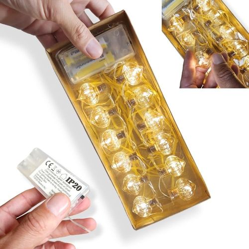 Kal-Antevia - Guirlande Lumineuse De Noël 120cm Lumière Chaude 12 Boules | Boules Led En Verre | Sapin Table Décoration |Plus De 10 Modèles |Couleur : Beige (Guirlande L4)