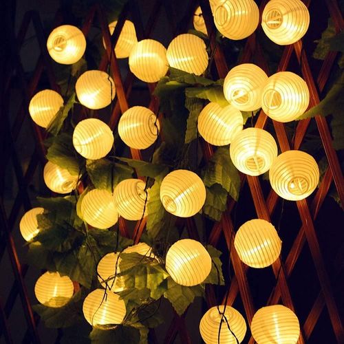 KAL-Guirlande Lumineuse Led Lampion Lampe Deco Lanterne Imperméable Décoraion Intérieure Extérieure Chambre Jardin Mariage Anniversaire Fenêtre Terrasse Balcon Fête Noël Patio 4.5M 30 Led Batterie 8