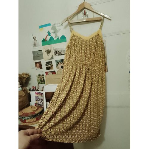 Robe Jaune Motifs Colorés 42 Xl Lh.