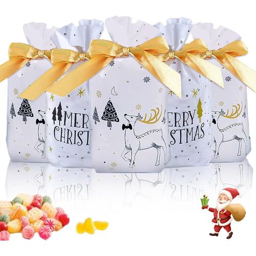 50 Pcs Sachet Cadeau Noël, Petit Sac Et Pochette Pour Bonbons Et Biscuits, Emballage De Cadeaux Et Surprises D'anniversaire