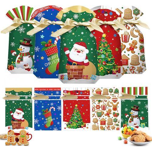 50 Pcs Sachet Cadeau Noel,Sachet Bonbon Noel,Sachet Biscuit Noel,Petit Sac Cadeau,Sacs Cadeaux De Noël,Pochette Cadeau Noel,Pour Emballage De Cadeaux Et Pochettes Surprises De Noël Ou D`Anniversaire