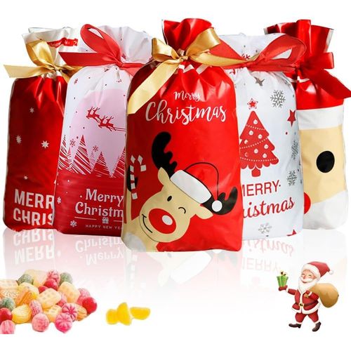 50 Pcs Sachet Cadeau Noël, Petit Sac Et Pochette Pour Emballage De Cadeaux, Bonbons Et Biscuits - Sacs Surprises Pour Noël Ou Anniversaire