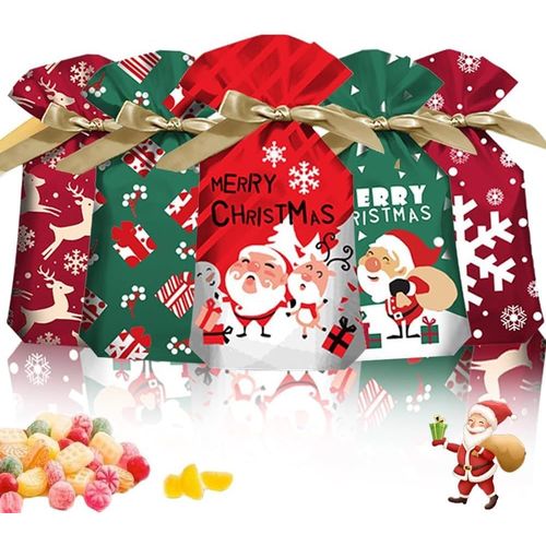 50 Pcs Sachet Cadeau Noel, Petit Sac Et Pochette Pour Bonbon Et Biscuit, Sacs Cadeaux De Noël Pour Emballage Et Surprises D'anniversaire