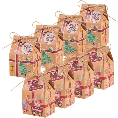 40 PCS Boite Cadeau Noel, 2 Styles Sacs Cadeaux de Noël Calendrier De L'avent À Remplir Boite Cadeau Kraft Emballage Cadeau Noel pour Bonbons Chocolat Biscuits Petits Cadeaux (avec 40 Corde Jute)