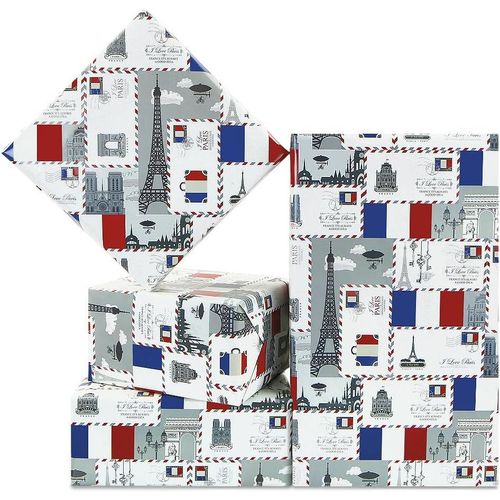 Lot De 4 Feuilles De Papier Cadeau « I Love Paris » Romantique, Église De La Tour Eiffel Française, Papier Cadeau À Fleurs Pour Mariage, Anniversaire, Fête Prénuptiale, Saint-Valentin, Fête Nationale