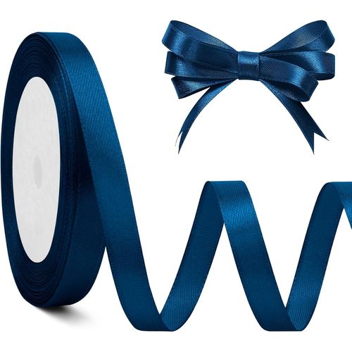 Ruban Satin Bleu Marine 10mm X 23m - Fin, Foncé, Poudré, Royal Pour Cheveux Femme, Ballons, Gâteaux, Décoration Fête De Mariage, Fleurs, Valentin