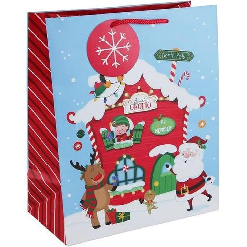 Un Lot De 6 Sacs Cadeaux Noël - Formats Moyens 21,5x10,2x25,3cm - Merry Christmas - Qualité Supérieure, Résistant :210g - Idéal Pour : Livre, Jeux, Petits Coffrets