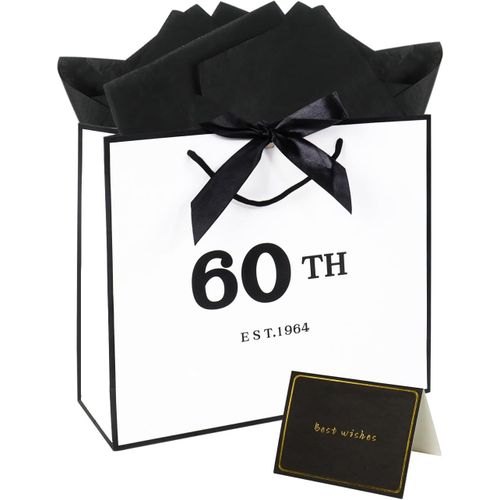 Sac Cadeau D'anniversaire 60 Ans Avec Papier De Soie