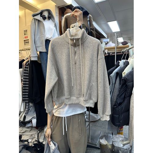 Sweat-Shirt Ample À Col Haut Et Fermeture Éclair Pour Femme, Idéal Pour Les Déplacements, Les Loisirs Ou Tout Simplement Pour L'automne Et L'hiver
