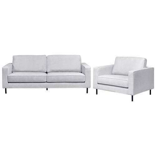 Ensemble De Salon Savalen Tissu Gris Clair 4 Places