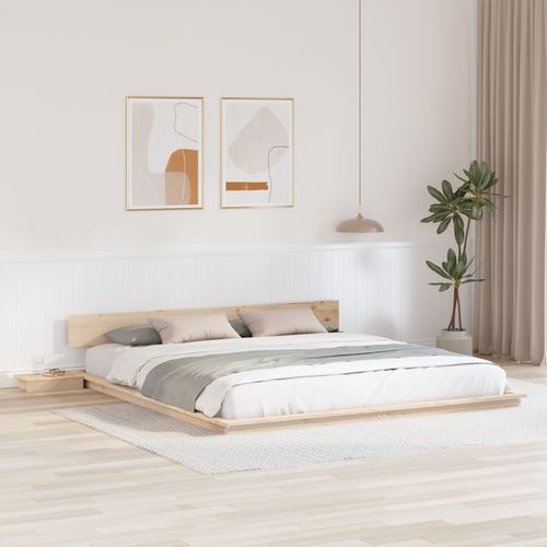 Vidaxl Cadre De Lit Au Sol Avec Tables De Chevet 200x200cm En Bois Massif