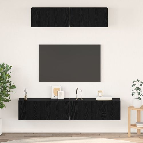 Vidaxl Meuble Tv Mural Autre 4 Pcs Chêne Noir Petite 80 X 30 X 30.5 Cm