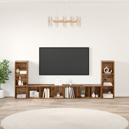 Vidaxl Meuble Tv 4 Pcs Bois Ancien 37 X 35 X 107.5 Cm Bois Ingénieur