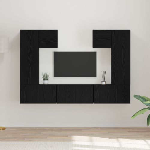 Vidaxl Ensemble Meuble Tv 7 Pcs Chêne Noir 180 X 30 X 120 Cm
