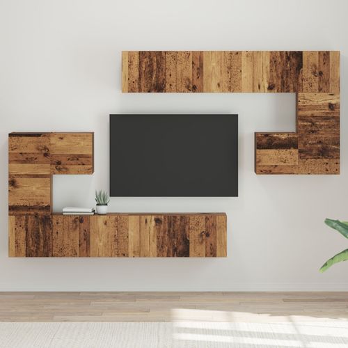 Vidaxl Ensemble Meuble Tv 8 Pcs Bois Ancien Moyen 30.5 X 30 X 30 Cm