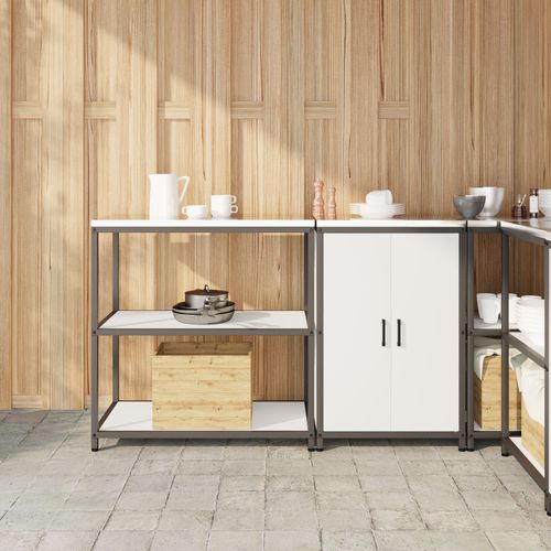 Vidaxl Ensemble De Rangement Cuisine 2 Pcs Blanc 150 X 50 X 92 Cm