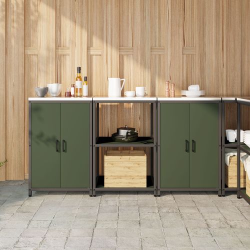 Vidaxl Ensemble De Rangement Cuisine 3 Pcs Vert Olive 180 X 50 X 92 Cm