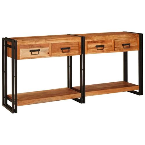 Vidaxl Table De Console 2 2 Pcs Marron Bois D'acacia Massif