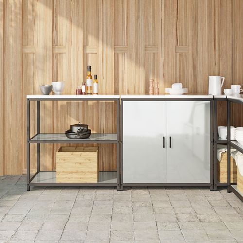 Vidaxl Ensemble De Rangement Cuisine 2 Pcs Argent 150 X 50 X 92 Cm