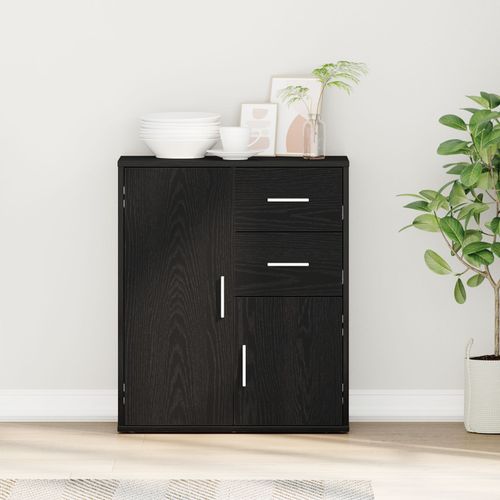 Vidaxl Buffet Avec Tiroir Chêne Noir 60 X 31 X 70 Cm Bois D'ingénierie