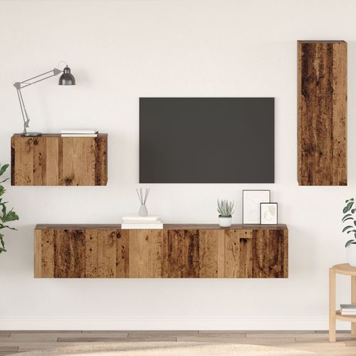 Vidaxl Meuble Tv Mural 4 Pcs Bois Ancien Moyen Bois Ingénieur