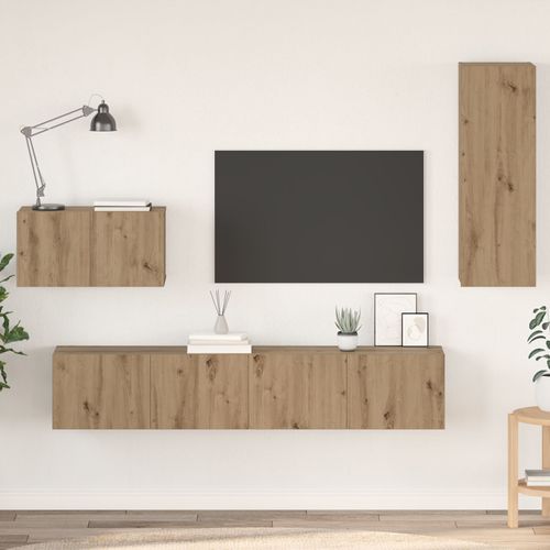 Vidaxl Meuble Tv Mural 4 Pcs Chêne Artisan 80 X 30 X 30 Cm Moyen