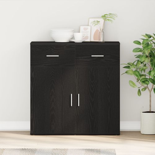 Vidaxl Buffet Avec Tiroir Chêne Noir 79 X 38 X 80 Cm Bois D'ingénierie
