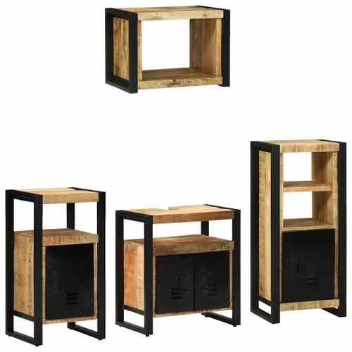 Vidaxl Ensemble De Mobilier De Salle De Bain Avec Étagère Avec Stockage Avec Porte 4 Pcs
