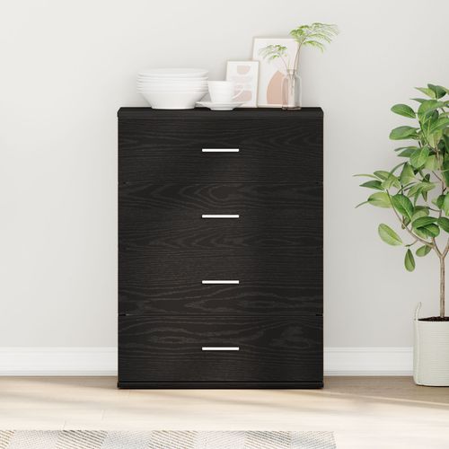Vidaxl Buffet Avec Tiroir Chêne Noir 60 X 39 X 80 Cm Bois D'ingénierie