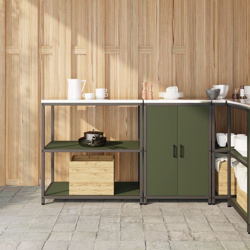 Vidaxl Ensemble De Rangement Cuisine 2 Pcs Vert Olive 150 X 50 X 92 Cm