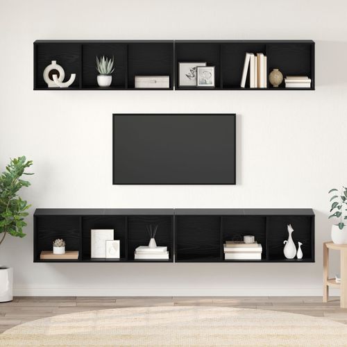 Vidaxl Meuble Tv Mural 4 Pcs Chêne Noir 37 X 37 X 107,5 Cm