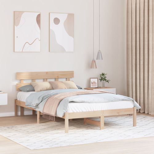 Vidaxl Cadre De Lit Avec Tête De Lit 120x190 Cm En Bois Massif De Pin