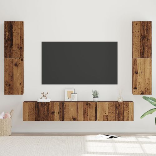 Vidaxl Ensemble Meuble Tv 7 Pcs Bois Ancien 80 X 30 X 30.5 Cm