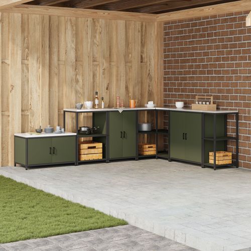Vidaxl Meuble De Rangement De Cuisine Vert Olive 60 X 50 X 92 Cm Acier