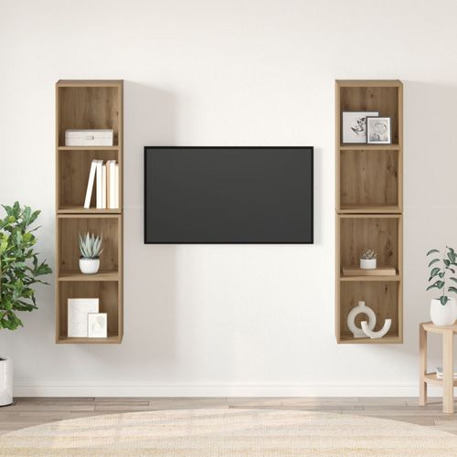 Vidaxl Meuble Tv Mural 4 Pcs Chêne Artisan 37 X 37 X 72 Cm