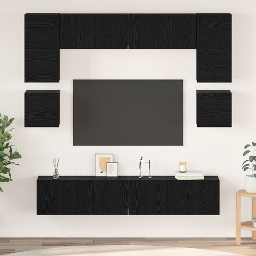 Vidaxl Ensemble Meuble Tv 8 Pcs Chêne Noir 80 X 30 X 30 Cm