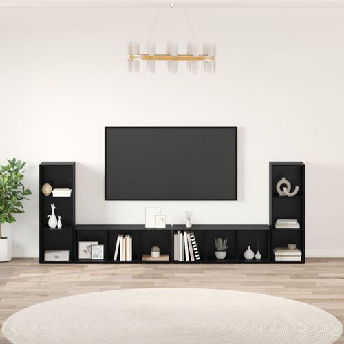 Vidaxl Meuble Tv 4 Pcs Chêne Noir 37 X 35 X 107.5 Cm Bois Ingénieur