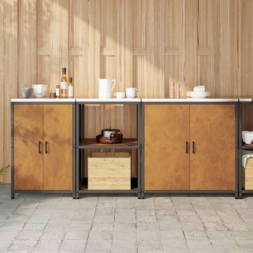 Vidaxl Ensemble De Rangement De Cuisine 3 Pcs Rouillé 210 X 50 X 92 Cm