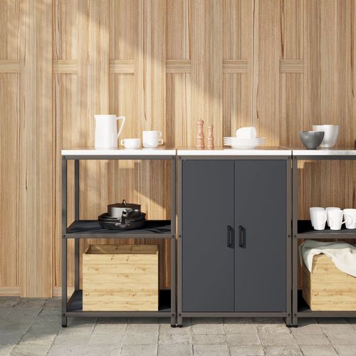 Vidaxl Ensemble De Rangement Cuisine 2 Pcs Anthracite 120 X 50 X 92 Cm