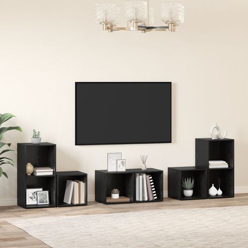 Vidaxl Ensemble De Meubles Tv 6 Pcs Chêne Noir Bois D'ingénierie